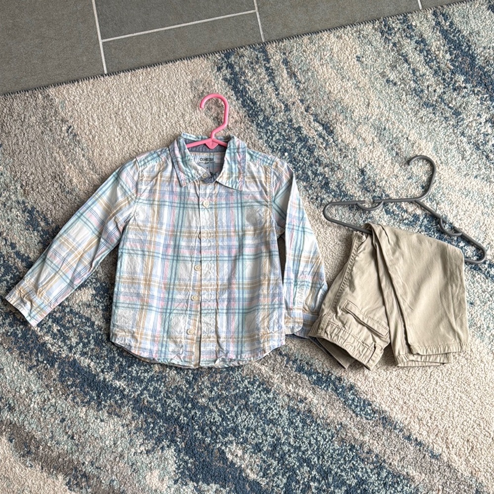 Children's Plaid Shirt and Khaki Pants Set